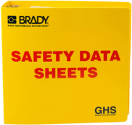 GHS - 3" Safety Data Sheet Binder - English, 11" H x 3.5" D, Red on Yellow