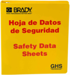 GHS - 1.5" Safety Data Sheet Binder - Spanish, 11" H x 2" D, Red on Yellow