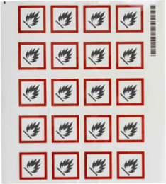 GHS Flammable Picto Label, 1.5" H x 1.5" W x .035" D