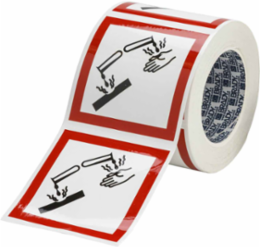 GHS Corrosive Picto Label, 4" H x 4" W x .035" D