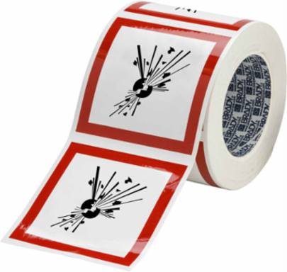 GHS Explosive Picto Label, 4" H x 4" W x .035" D