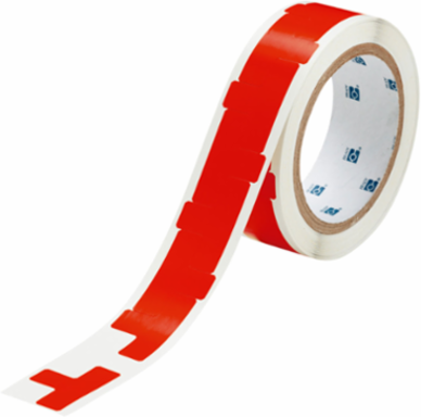 T-Shape Vinyl Corner Marking Tape, 1.5" W x 1" L, Roll of 545 Each, Red