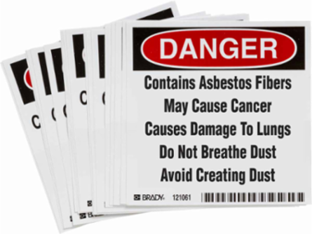Vinyl Asbestos Warning Label 6 Inch x 6 Inch, Permanent Adhesive, Outdoor Use