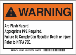 Arc Flash Labels - 5 Inch H x 7 Inch W, Permanent Vinyl, Pack of 5, Black/Orange on White