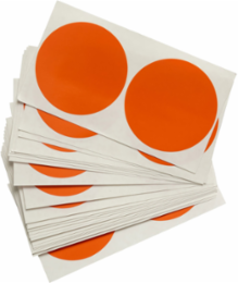 Vinyl Aisle Marking Dots, 3" W x 3" L, Pack of 250 Sheets, Orange