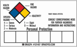 NFPA Label 3 Inch H x 5 Inch W with Permanent Acrylic Adhesive, Black/Blue/Red/Yellow on White