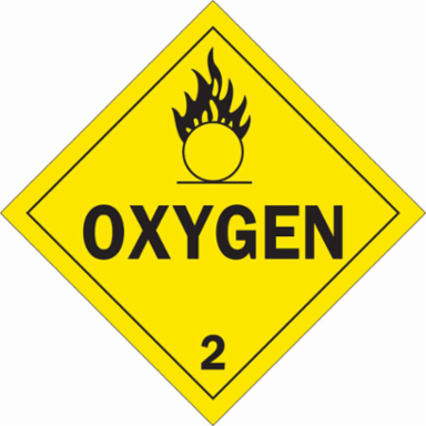 Dot Hazardous Material Shipping Labels, Oxygen, 4" H x 4" W x 0.004" D, Vinyl