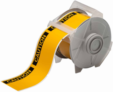 GlobalMark Series Pre-Printed OSHA CAUTION Indoor-Outdoor Vinyl Labels, 2.25" H x 3.25" W, Roll of 270 Labels, Black on Yellow
