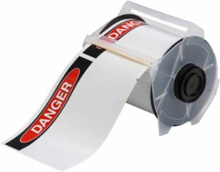 GlobalMark Series Pre-Printed OSHA DANGER Indoor-Outdoor Vinyl Labels, 4" H x 6.25" W, Roll of 165 Labels, Black/Red on White