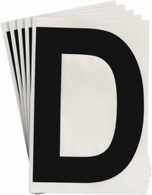 ToughStripe® Floor Marking Polyester Letter D Markers - Black, 6" x 8"