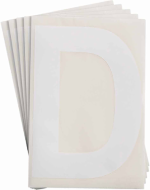 ToughStripe® Floor Marking Polyester Letter D Markers - White, 6" x 8"