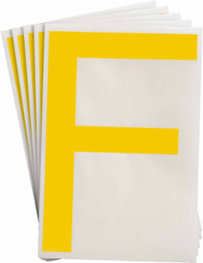 ToughStripe® Floor Marking Polyester Letter F Markers - Yellow, 6" x 8"