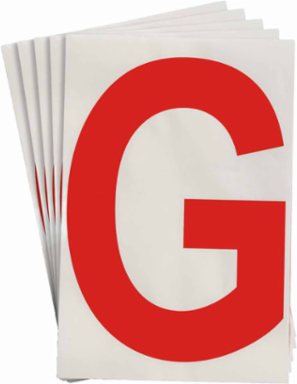 ToughStripe® Floor Marking Polyester Letter G Markers - Red, 6" x 8"