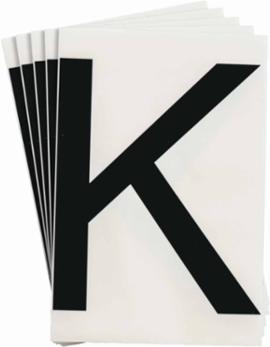ToughStripe® Floor Marking Polyester Letter K Markers - Black, 6" x 8"
