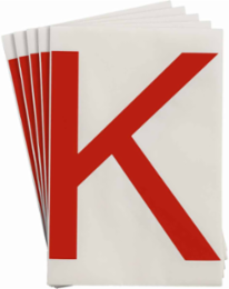 ToughStripe® Floor Marking Polyester Letter K Markers - Red, 6" x 8"