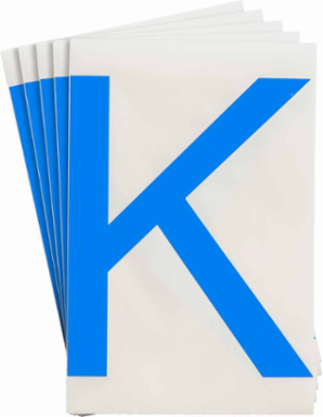 ToughStripe® Floor Marking Polyester Letter K Markers - Blue, 6" x 8"