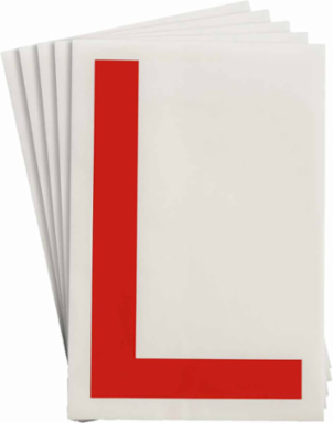 ToughStripe® Floor Marking Polyester Letter L Markers - Red, 6" x 8"