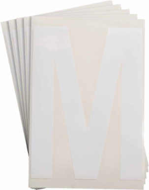 ToughStripe® Floor Marking Polyester Letter M Markers - White, 6" x 8"