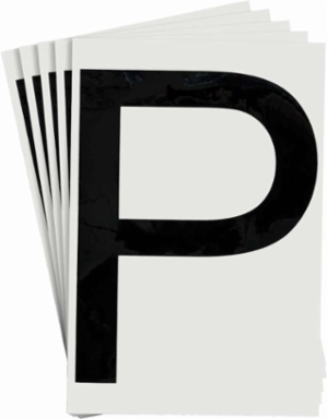 ToughStripe® Floor Marking Polyester Letter P Markers - Black, 6" x 8"