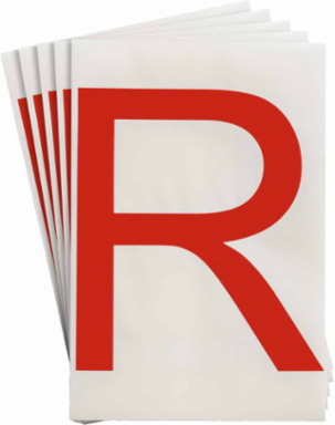 ToughStripe® Floor Marking Polyester Letter R Markers - Red, 6" x 8"