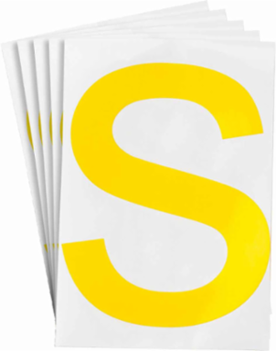 ToughStripe® Floor Marking Polyester Letter S Markers - Yellow, 6" x 8"