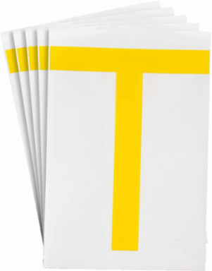 ToughStripe® Floor Marking Polyester Letter T Markers - Yellow, 6" x 8"