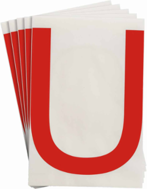 ToughStripe® Floor Marking Polyester Letter U Markers - Red, 6" x 8"