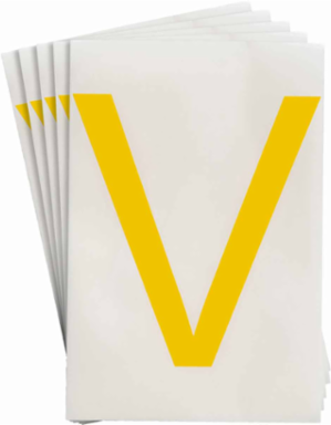 ToughStripe® Floor Marking Polyester Letter V Markers - Yellow, 6" x 8"