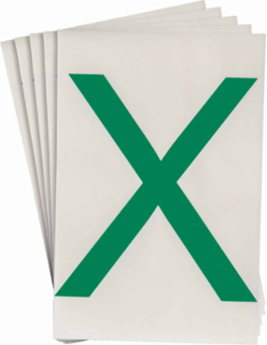 ToughStripe® Floor Marking Polyester Letter X Markers - Green, 6" x 8"