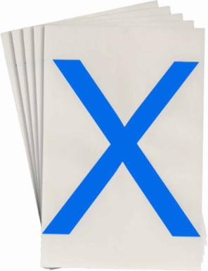 ToughStripe® Floor Marking Polyester Letter X Markers - Blue, 6" x 8"
