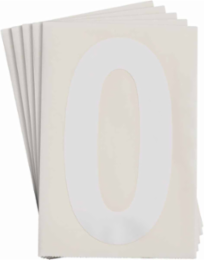 ToughStripe® Floor Marking Polyester Number 0 Markers - White, 6" x 8"