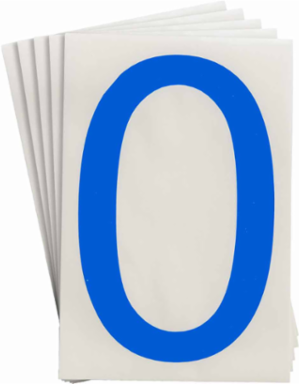 ToughStripe® Floor Marking Polyester Number 0 Markers - Blue, 6" x 8"