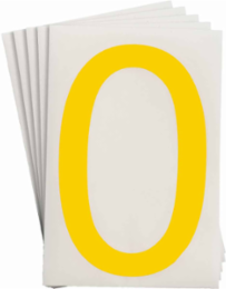 ToughStripe® Floor Marking Polyester Number 0 Markers - Yellow, 6" x 8"