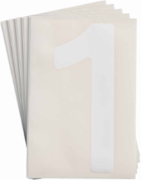 ToughStripe® Floor Marking Polyester Number 1 Markers - White, 6" x 8"