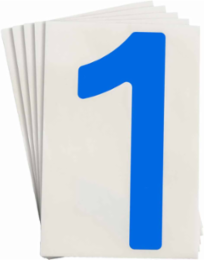 ToughStripe® Floor Marking Polyester Number 1 Markers - Blue, 6" x 8"