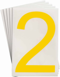 ToughStripe® Floor Marking Polyester Number 2 Markers - Yellow, 6" x 8"