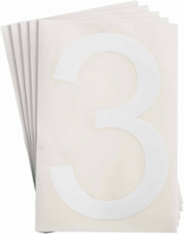 ToughStripe® Floor Marking Polyester Number 3 Markers - White, 6" x 8"