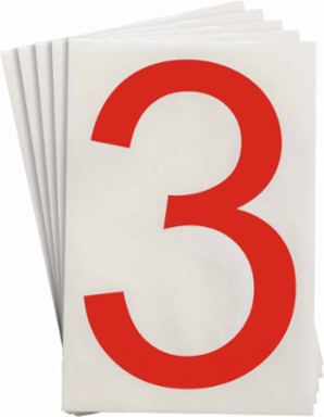 ToughStripe® Floor Marking Polyester Number 3 Markers - Red, 6" x 8"