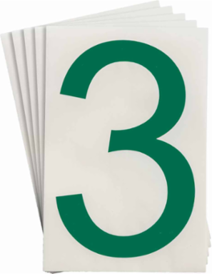 ToughStripe® Floor Marking Polyester Number 3 Markers - Green, 6" x 8"