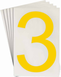 ToughStripe® Floor Marking Polyester Number 3 Markers - Yellow, 6" x 8"