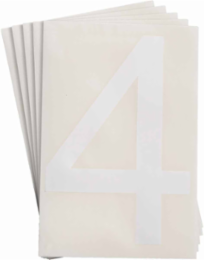 ToughStripe® Floor Marking Polyester Number 4 Markers - White, 6" x 8"