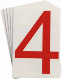 ToughStripe® Floor Marking Polyester Number 4 Markers - Red, 6" x 8"
