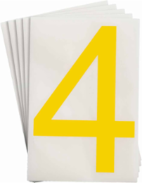 ToughStripe® Floor Marking Polyester Number 4 Markers - Yellow, 6" x 8"