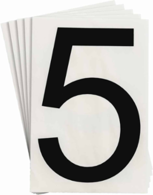 ToughStripe® Floor Marking Polyester Number 5 Markers - Black, 6" x 8"