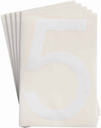 ToughStripe® Floor Marking Polyester Number 5 Markers - White, 6" x 8"