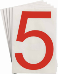 ToughStripe® Floor Marking Polyester Number 5 Markers - Red, 6" x 8"