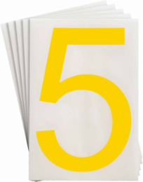ToughStripe® Floor Marking Polyester Number 5 Markers - Yellow, 6" x 8"