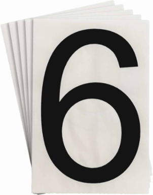 ToughStripe® Floor Marking Polyester Number 6 Markers - Black, 6" x 8"