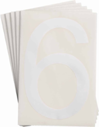 ToughStripe® Floor Marking Polyester Number 6 Markers - White, 6" x 8"