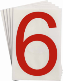 ToughStripe® Floor Marking Polyester Number 6 Markers - Red, 6" x 8"